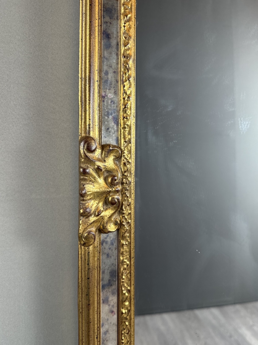 Carved And Gilded Wooden Mirror In The Louis XV Style, 20th Century-photo-1