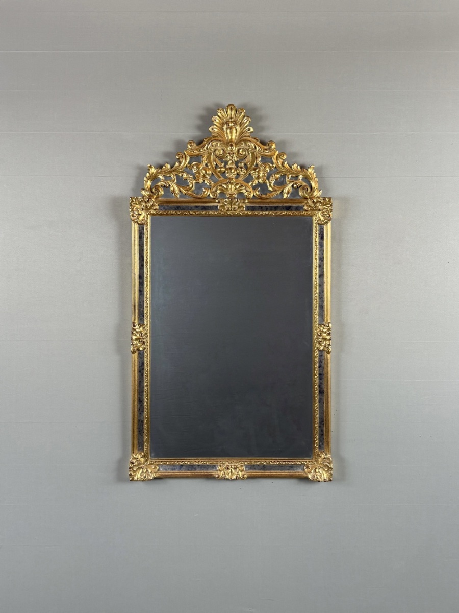 Carved And Gilded Wooden Mirror In The Louis XV Style, 20th Century