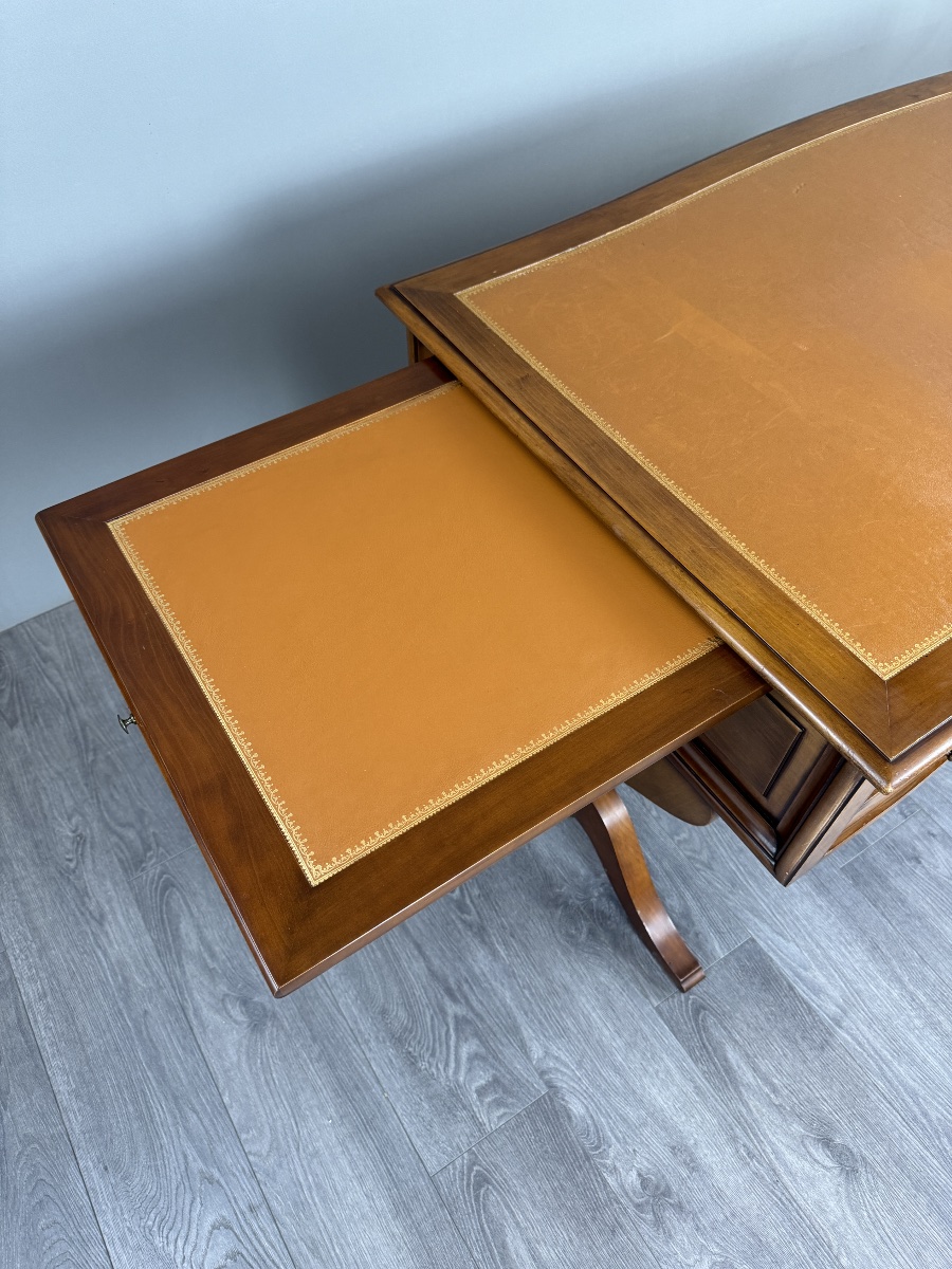 Flat Mahogany Desk In The English Style, 20th Century-photo-3