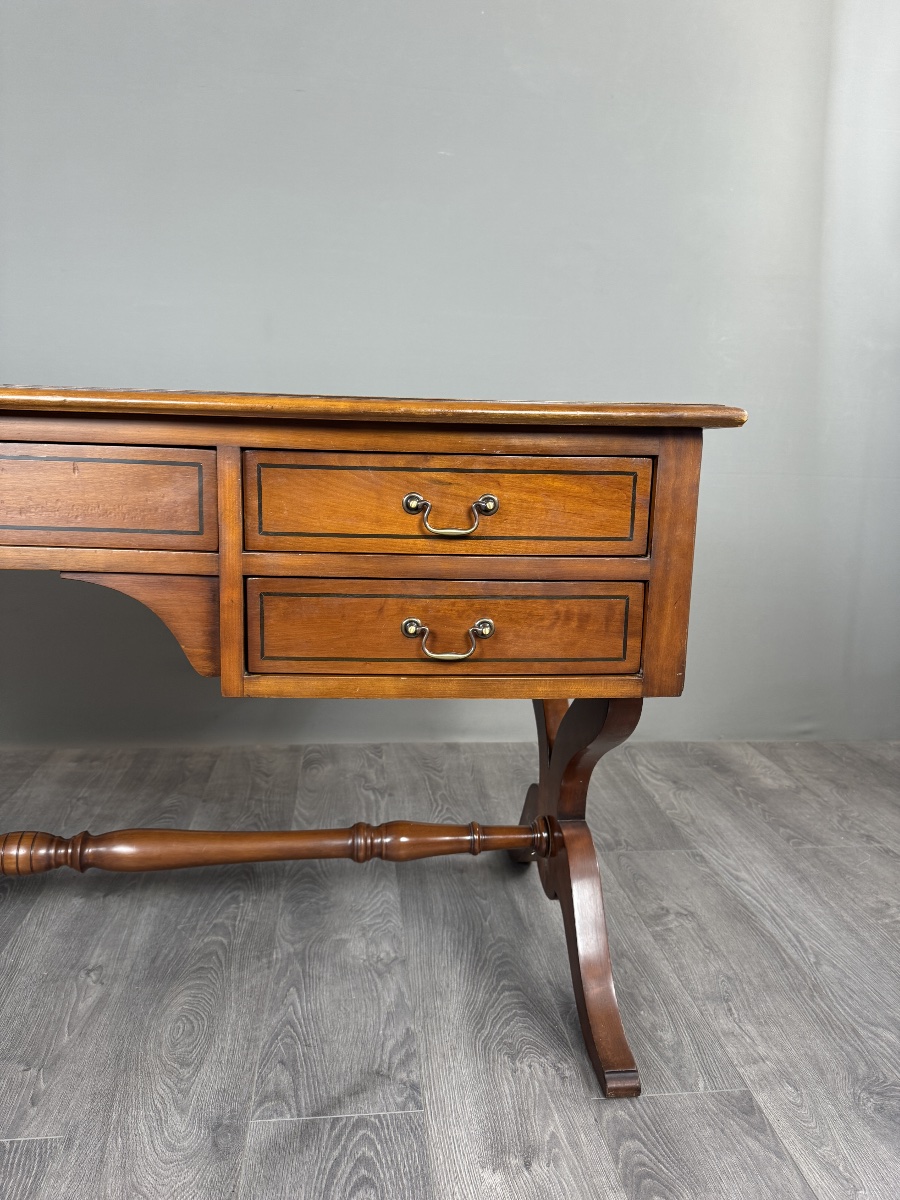 Flat Mahogany Desk In The English Style, 20th Century-photo-3