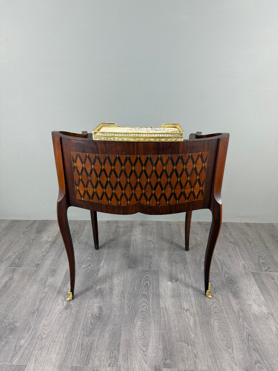 Bureau de dame Napoléon III en marqueterie et bronze doré, XIXe Siècle-photo-8