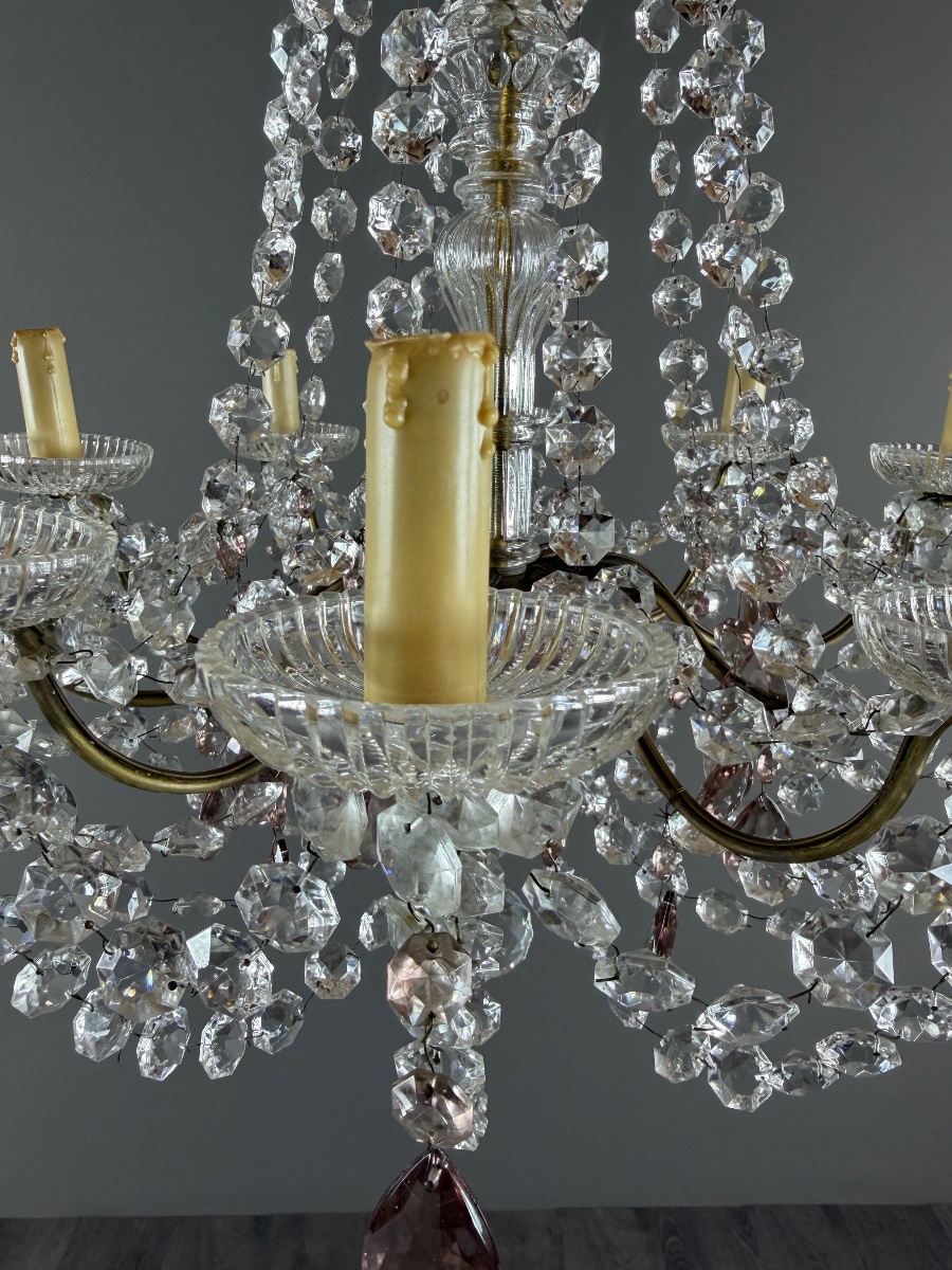 Louis XV-style Crystal And Bronze Chandelier With Pendants, 20th Century-photo-1