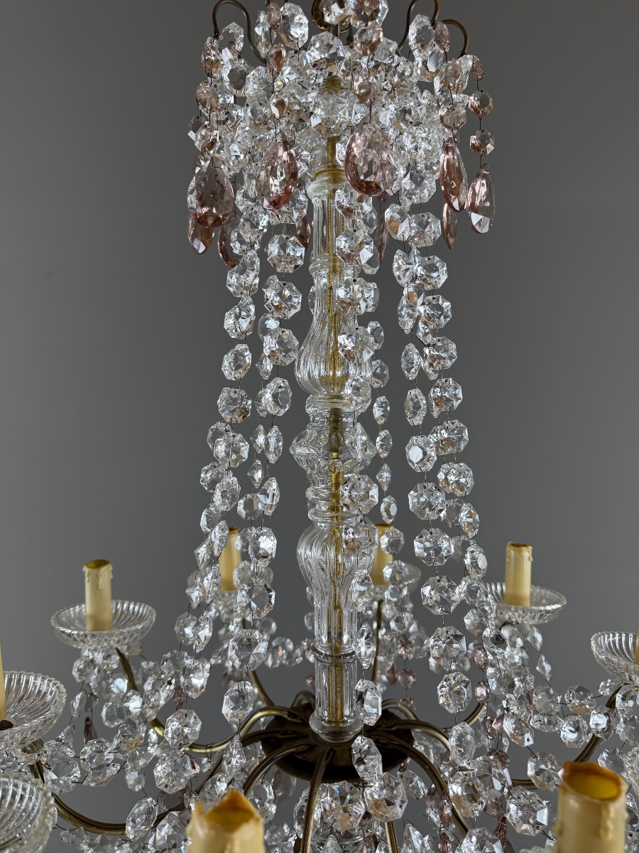 Louis XV-style Crystal And Bronze Chandelier With Pendants, 20th Century-photo-2
