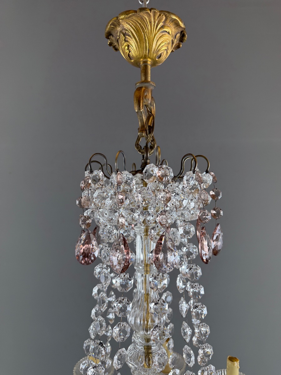 Louis XV-style Crystal And Bronze Chandelier With Pendants, 20th Century-photo-3
