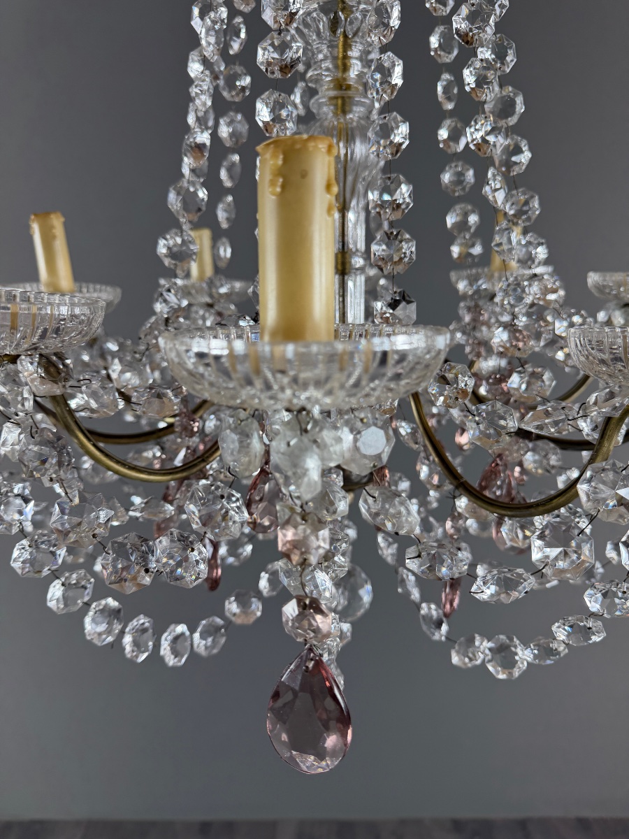 Louis XV-style Crystal And Bronze Chandelier With Pendants, 20th Century-photo-4