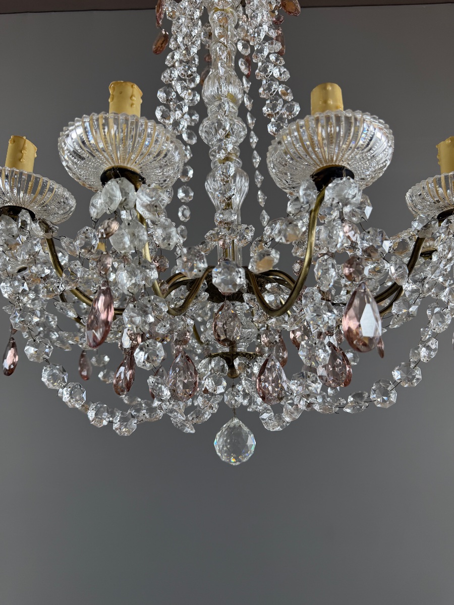 Louis XV-style Crystal And Bronze Chandelier With Pendants, 20th Century-photo-5