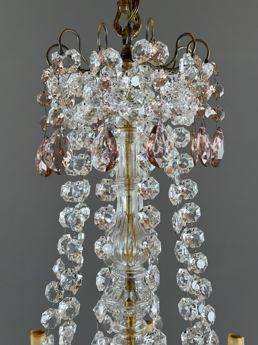 Louis XV-style Crystal And Bronze Chandelier With Pendants, 20th Century-photo-8