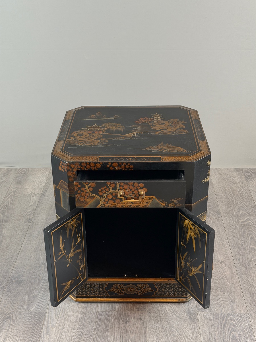 Cabinet japonais en laque noire, XIXe siècle-photo-3
