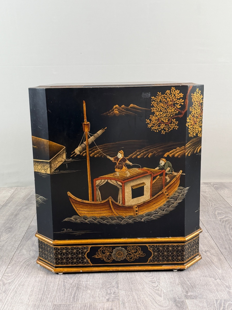 Cabinet japonais en laque noire, XIXe siècle-photo-3