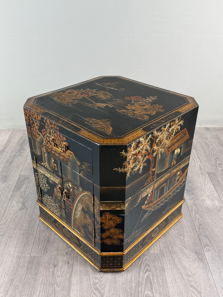 Cabinet japonais en laque noire, XIXe siècle-photo-6