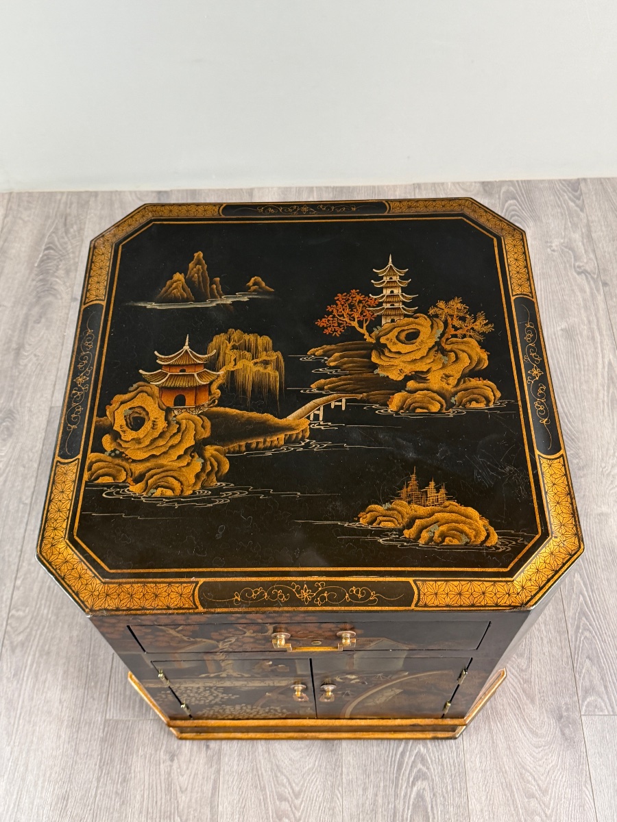 Cabinet japonais en laque noire, XIXe siècle-photo-7