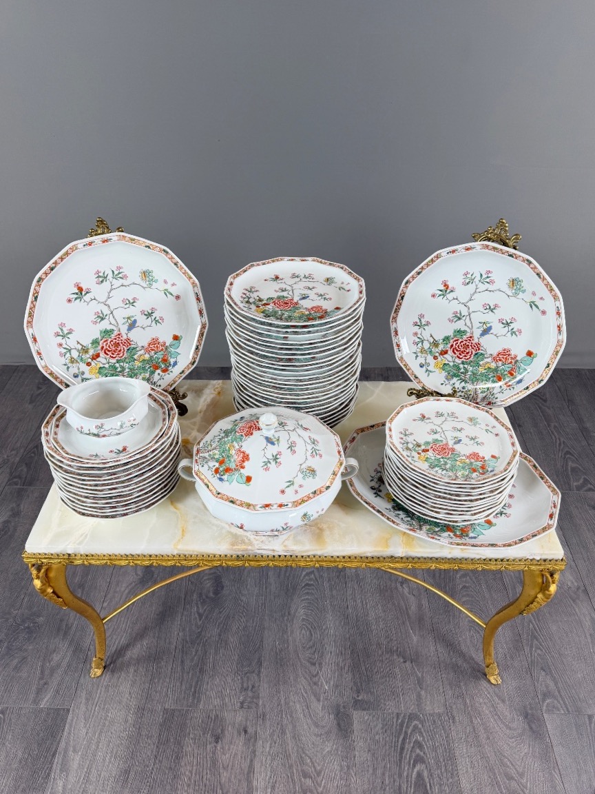 Bernardaud Limoges Dinner Service, “hong Kong” Model, 53 Pieces, 20th Century-photo-2
