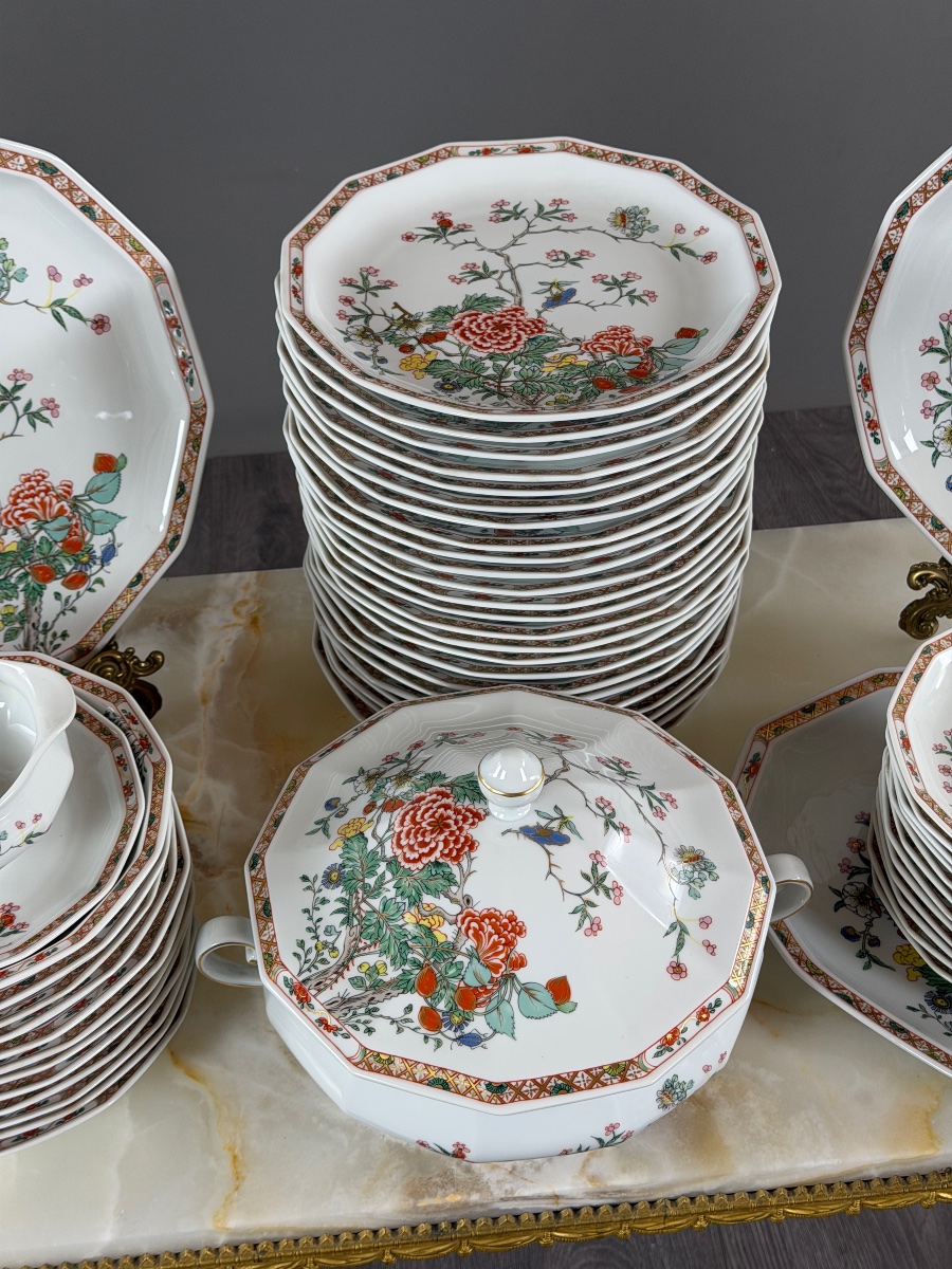 Bernardaud Limoges Dinner Service, “hong Kong” Model, 53 Pieces, 20th Century-photo-4