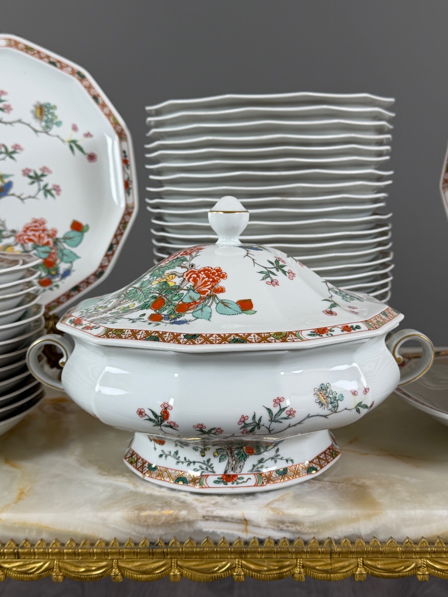 Bernardaud Limoges Dinner Service, “hong Kong” Model, 53 Pieces, 20th Century-photo-2