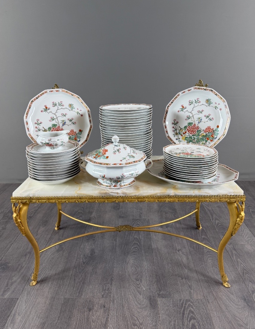 Bernardaud Limoges Dinner Service, “hong Kong” Model, 53 Pieces, 20th Century