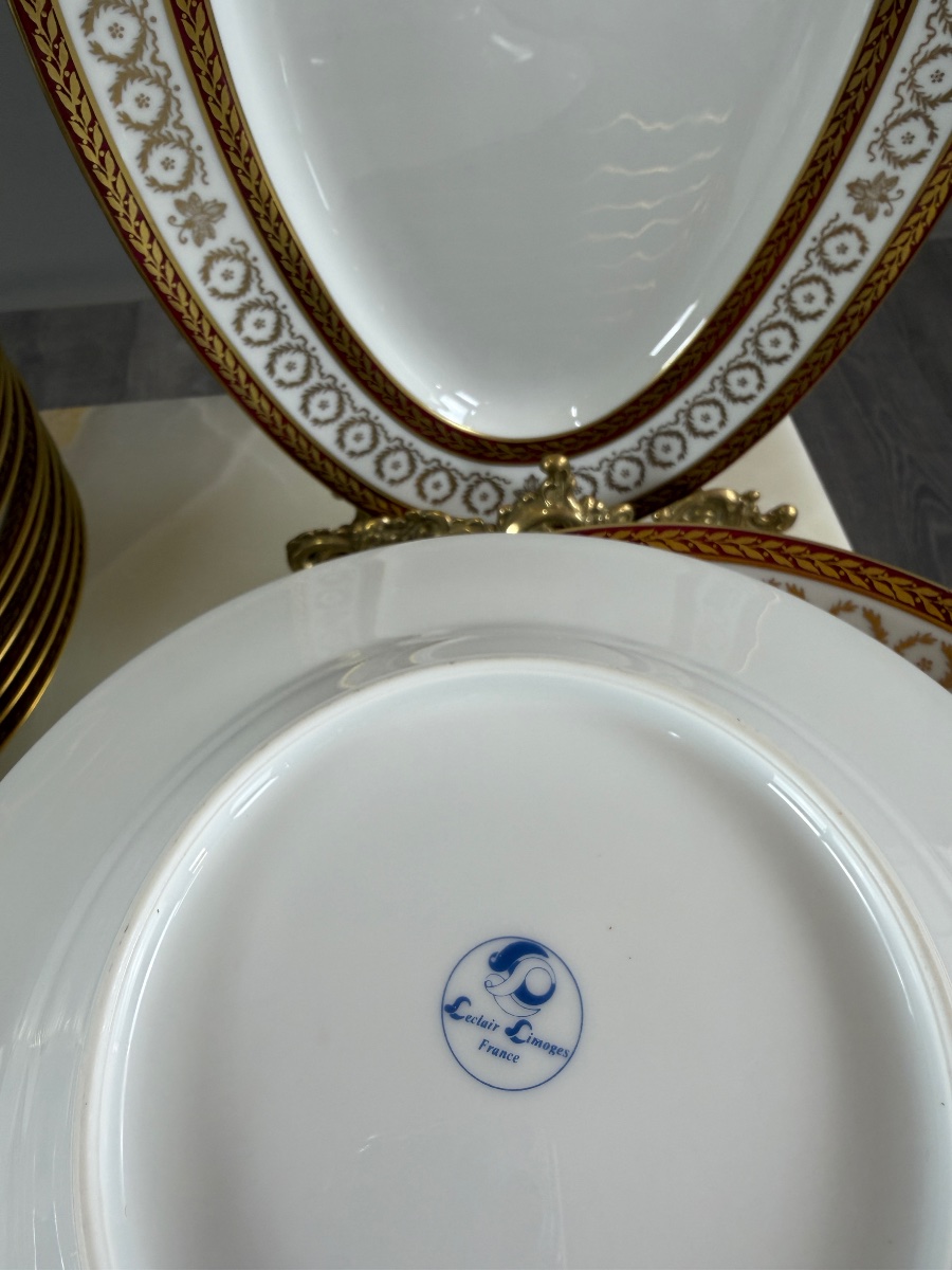 Service de table en porcelaine de Limoges Leclaire, 42 pièces, XXe Siècle-photo-2