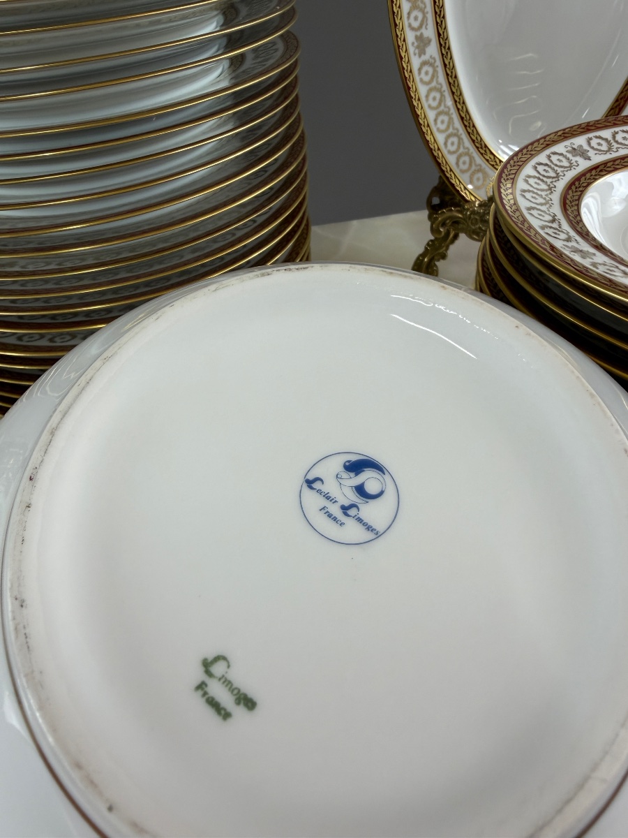 Service de table en porcelaine de Limoges Leclaire, 42 pièces, XXe Siècle-photo-8