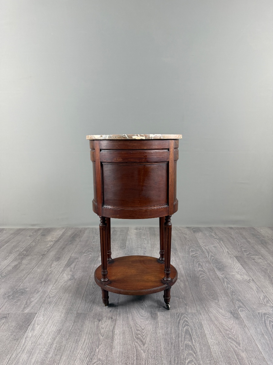 Half-moon Side Table In Mahogany And Marble, Louis XVI Style, 19th Century-photo-7