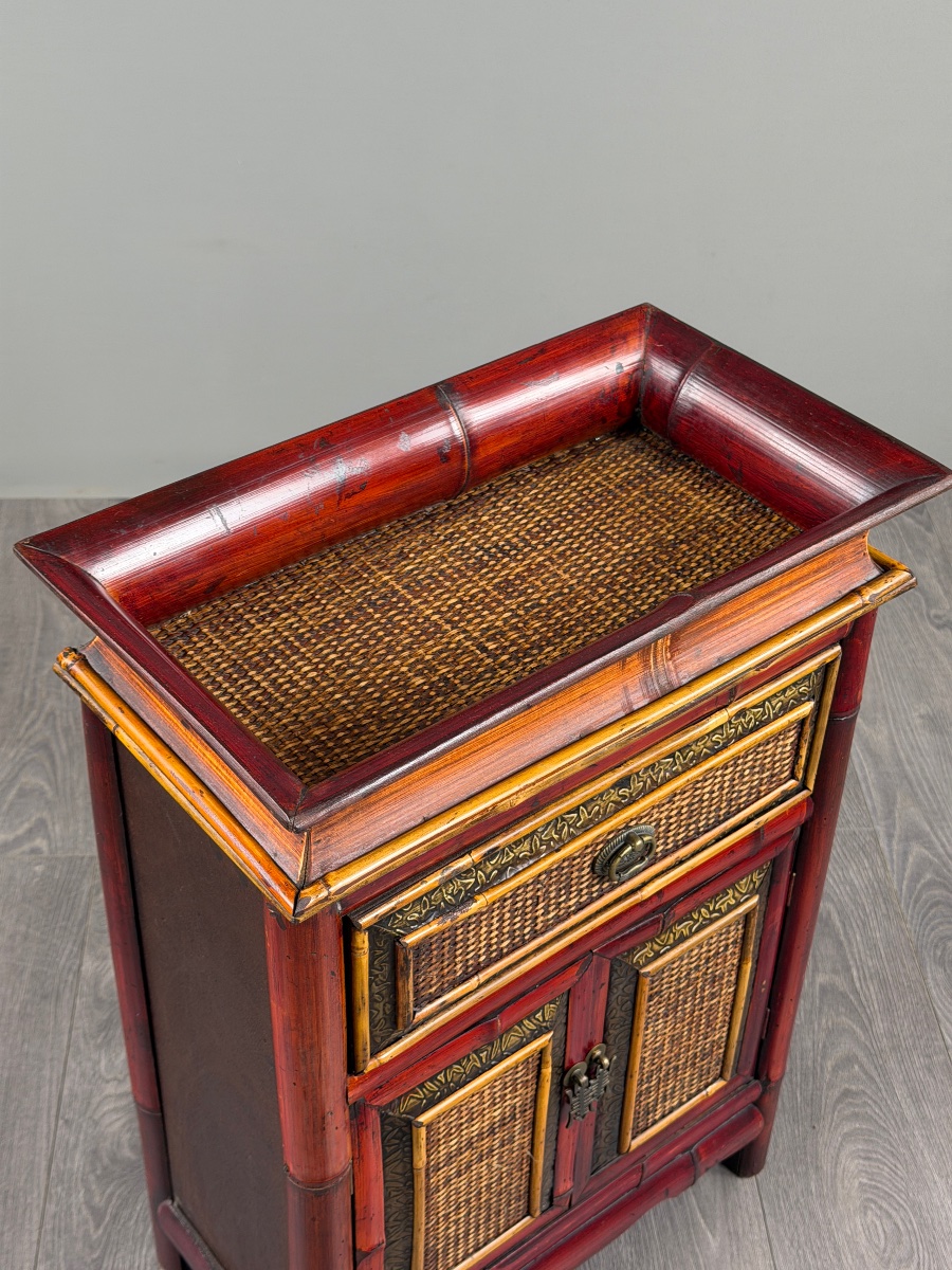 Pair Of Chinese Painted Wooden Nightstands, 20th Century-photo-2