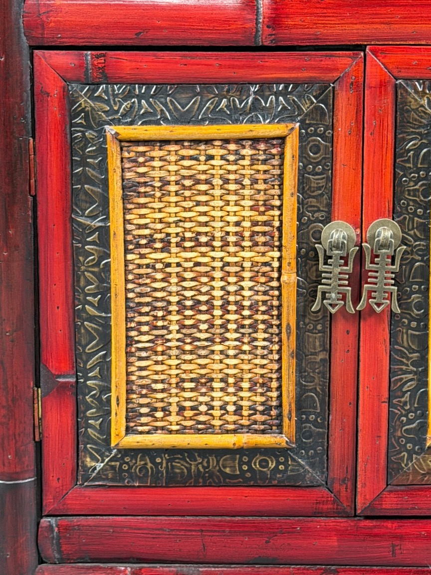 Pair Of Chinese Painted Wooden Nightstands, 20th Century-photo-5