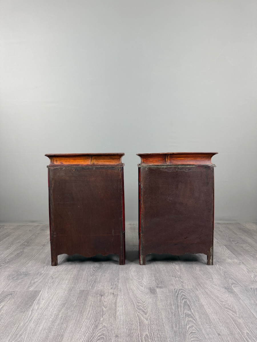 Pair Of Chinese Painted Wooden Nightstands, 20th Century-photo-8