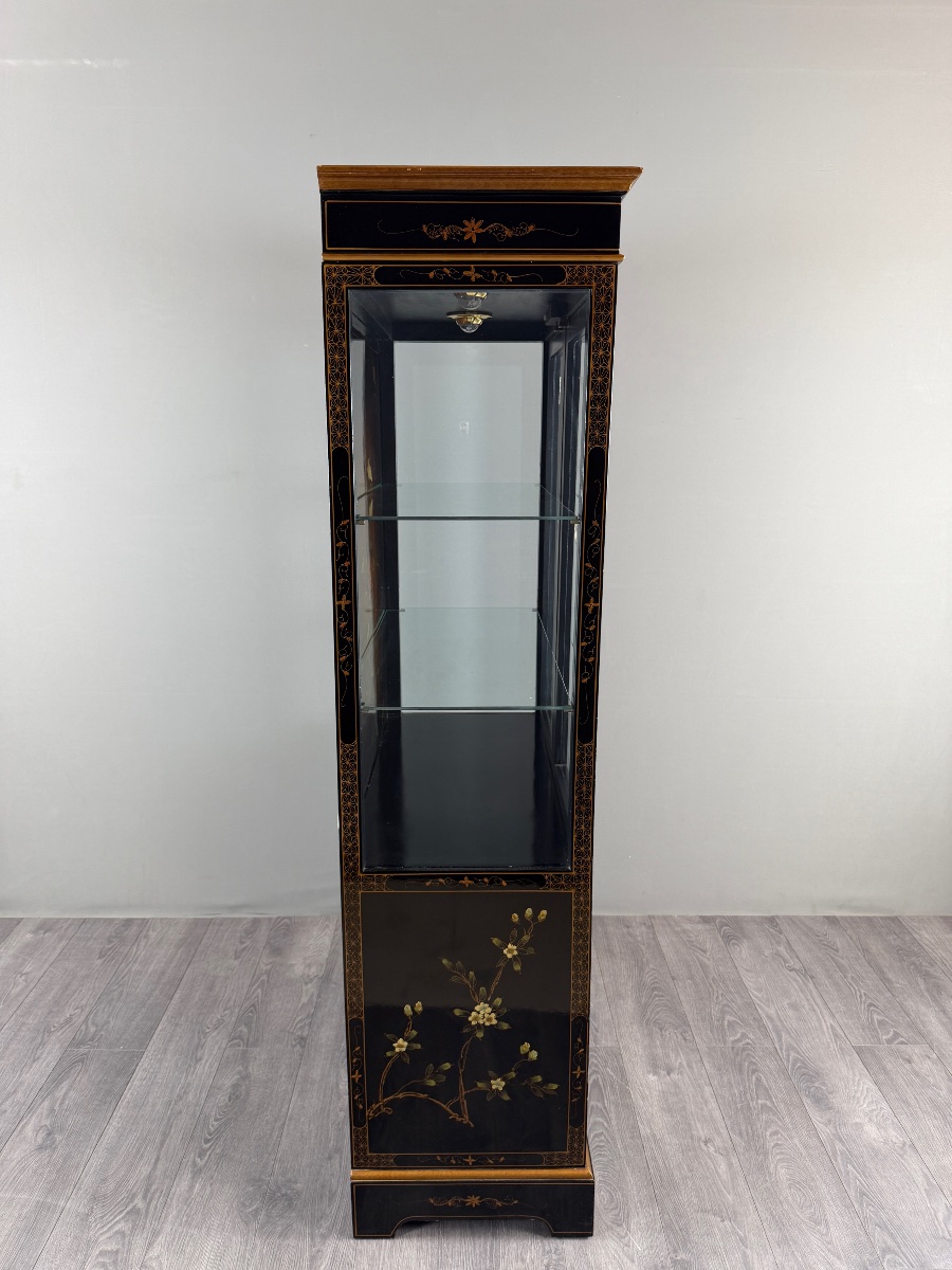 Vitrine chinoise laquée à décor floral et d’oiseaux, XXe Siècle-photo-5