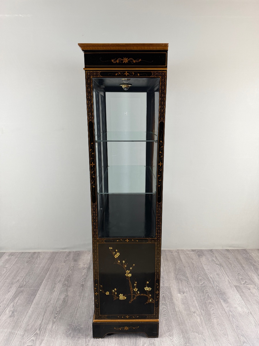 Vitrine chinoise laquée à décor floral et d’oiseaux, XXe Siècle-photo-6