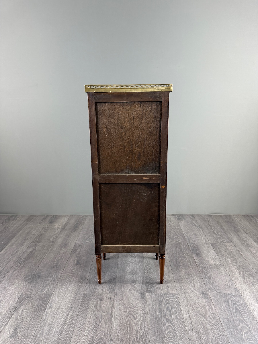 Louis XVI-style Drop-leaf Desk In Mahogany, Marble, And Bronze, 19th Century-photo-7