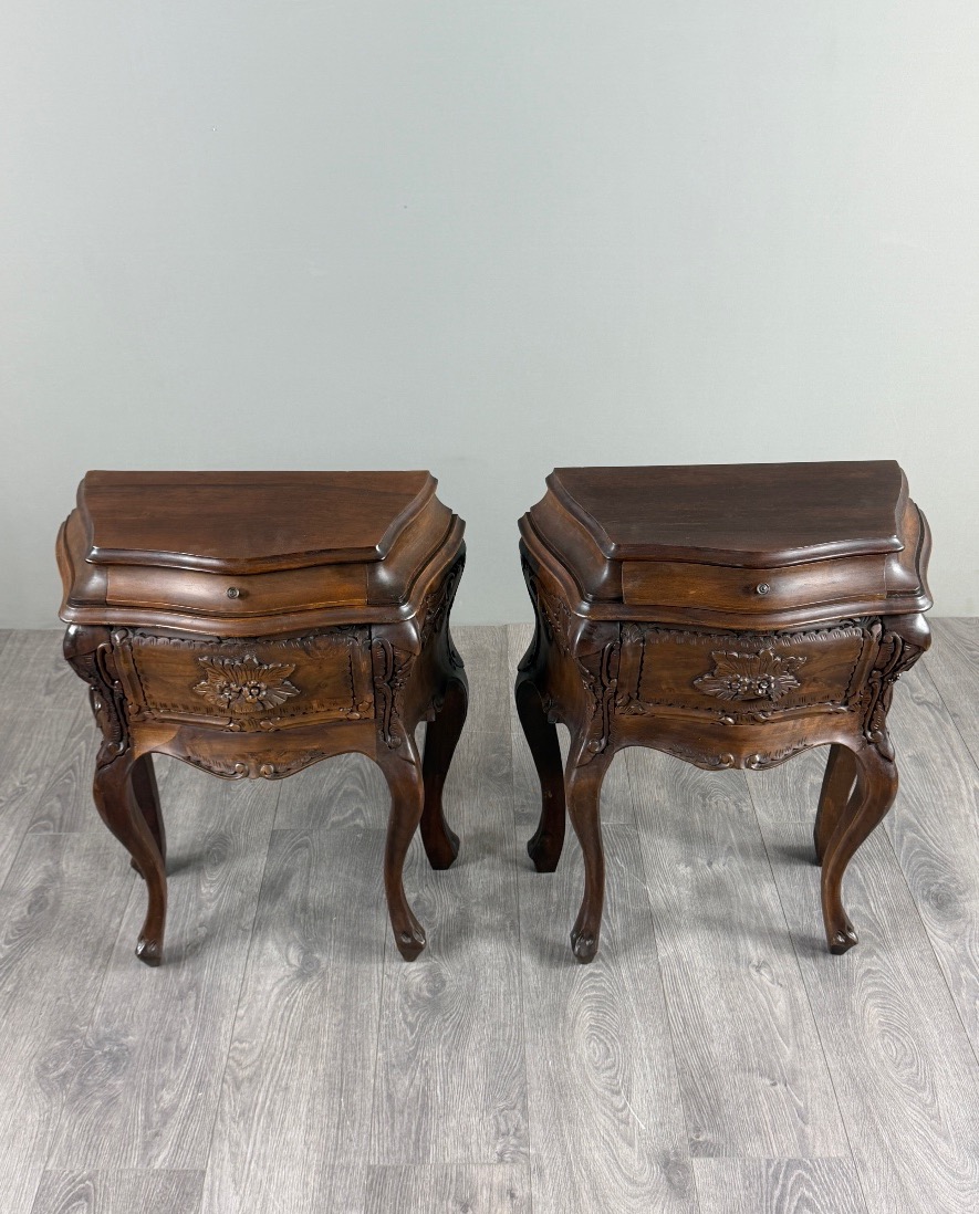 Pair Of Louis XV-style Carved Wooden Nightstands, 19th Century-photo-2