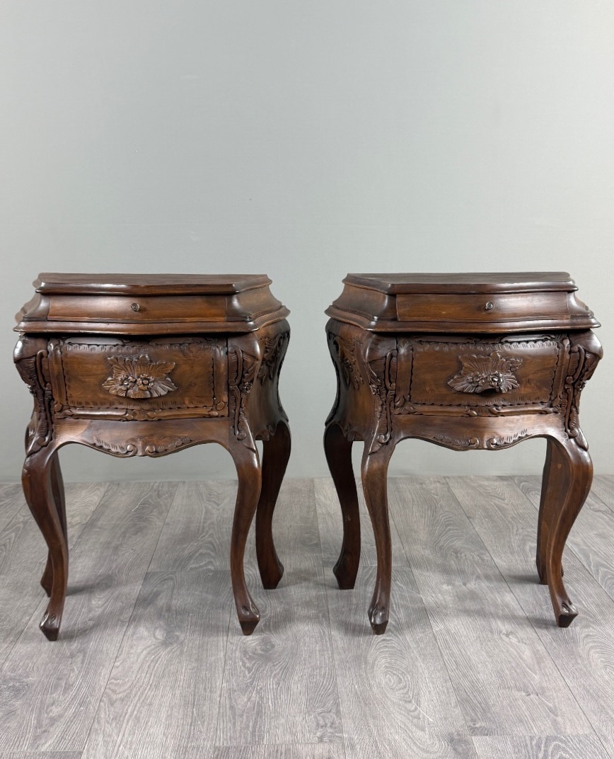 Pair Of Louis XV-style Carved Wooden Nightstands, 19th Century-photo-3