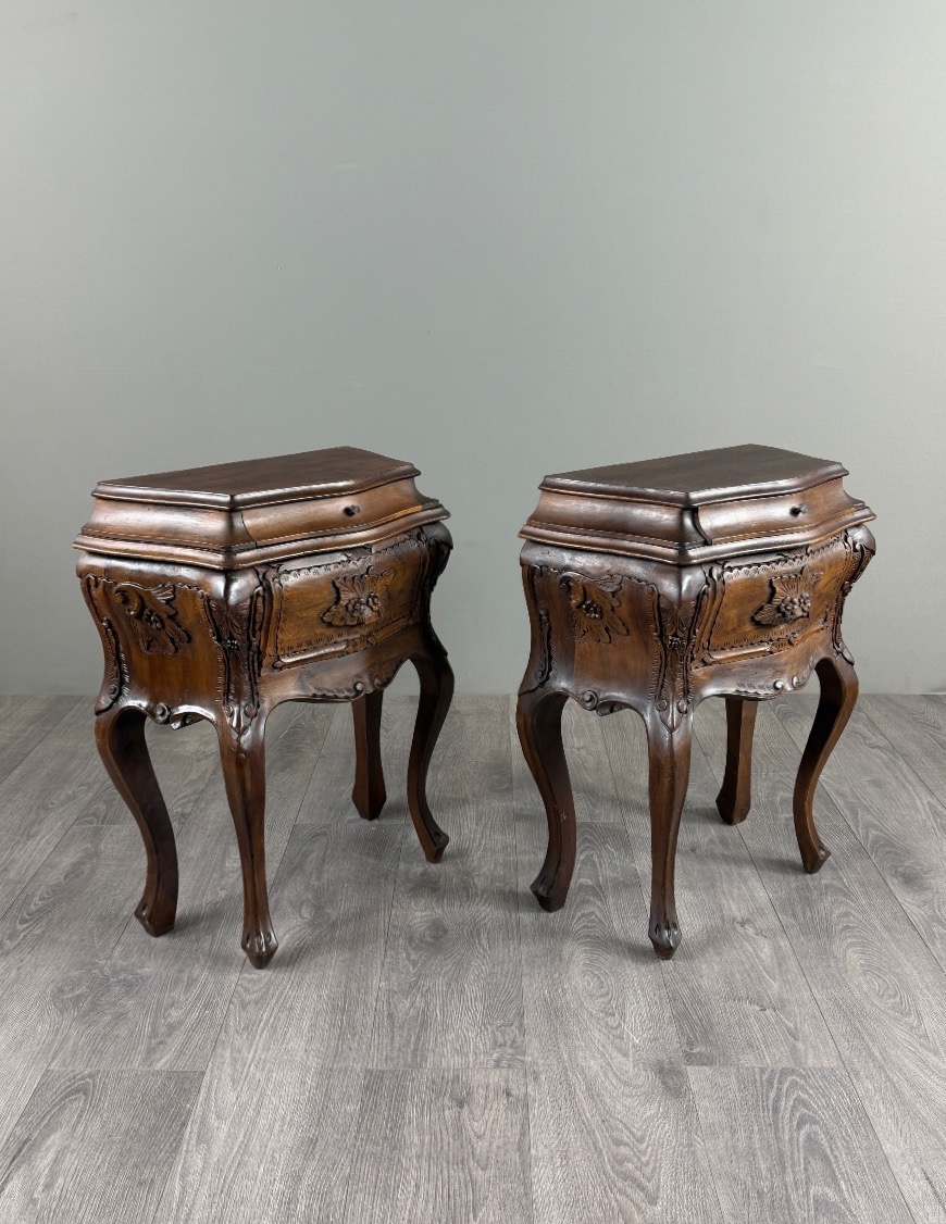 Pair Of Louis XV-style Carved Wooden Nightstands, 19th Century-photo-6