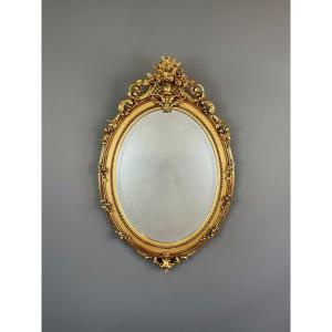 Miroir Ovale En Bois Doré Napoléon III