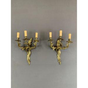 Pair Of 19th Century Bronze Wall Sconces 