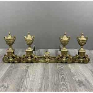 Exceptional Andirons In Bronze Louis XVI Style 19th Century 