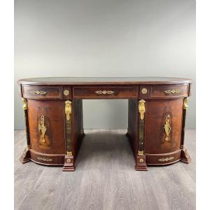 Bureau Empire En Acajou Et Placage, Bronze Doré, Début XIXe Siècle