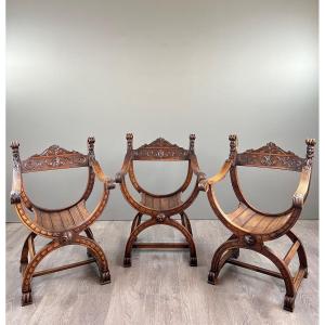 Suite de Trois Fauteuils de Style Renaissance, XIXe siècle