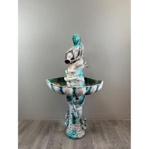 Vallauris Ceramic Fountain – Mermaid, 20th Century