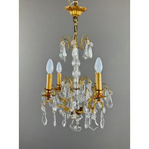 Crystal And Gilt Bronze Chandelier, Early 20th Century