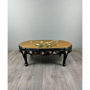 Chinese Coffee Table, Lacquered Wood And Painted Decoration, 20th Century