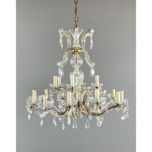 Grand lustre en cristal à pampilles, style Louis XV, XXe siècle