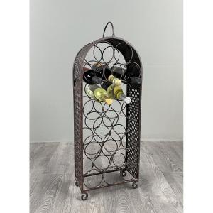 Bottle Rack In Patinated Metal, 20th Century
