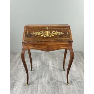 Secrétaire à abattant en marqueterie, style Louis XV, XIXe Siècle