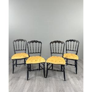 Suite de quatre chaises Napoléon III en bois noirci, XIXe Siècle