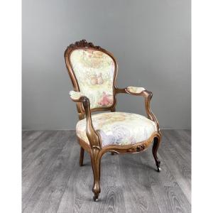 Antique Armchair In Carved Wood, Napoleon III Period, 19th Century