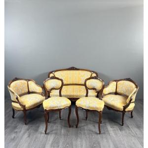 Salon de Style Louis XV en Bois Sculpté, XIXe Siècle