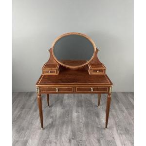 Louis XVI-style Dressing Table In Marquetry, 20th Century