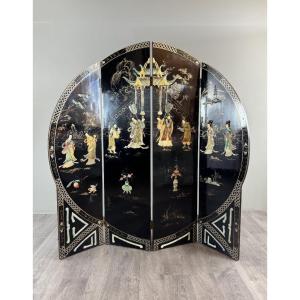 Paravent chinois en laque noire, XXe Siècle