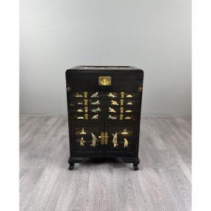 Chinese Black-lacquered Cabinet, 19th Century