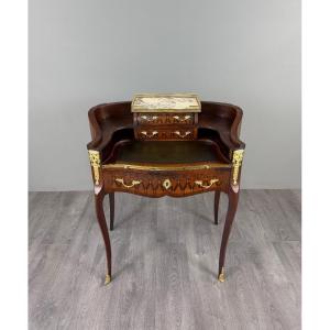 Bureau de dame Napoléon III en marqueterie et bronze doré, XIXe Siècle