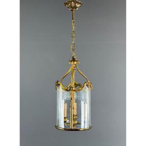 Cylindrical Gilded Bronze Lantern In The Louis XV Style, 20th Century